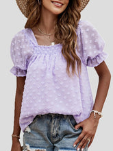 Jacquard Dots Square Neck Short Sleeve Blouse Sai Feel
